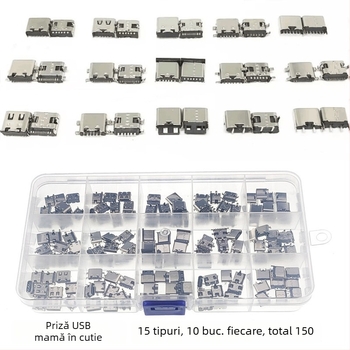 Yunyida conector USB micro B femel în cutie, accesoriu pentru încărcare telefoane mobile