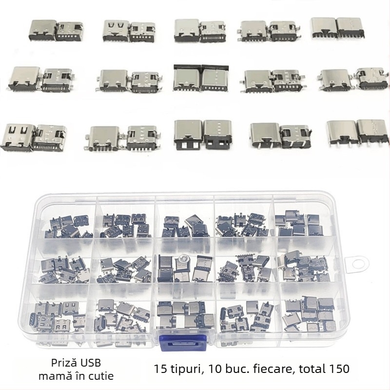 Yunyida conector USB micro B femel în cutie, accesoriu pentru încărcare telefoane mobile