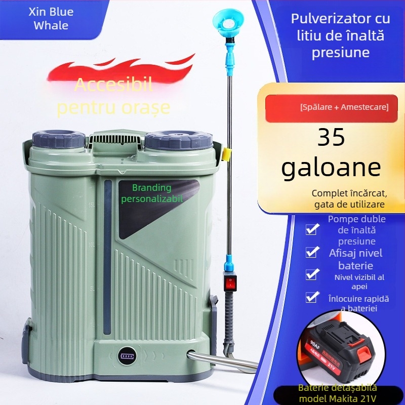 Pulverizator electric pentru agricultură, rucsac cu baterie litiu, presiune înaltă, pulverizator pesticide reîncărcabil
