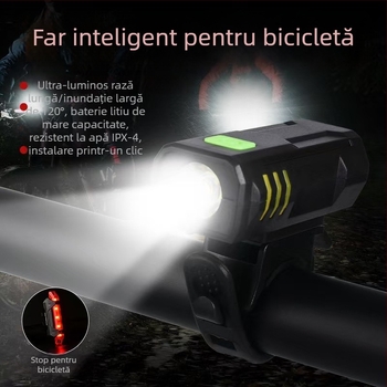 Lumină frontală pentru bicicletă, impermeabilă, iluminare puternică pentru plimbări nocturne, accesorii MTB, lanternă pentru ciclism