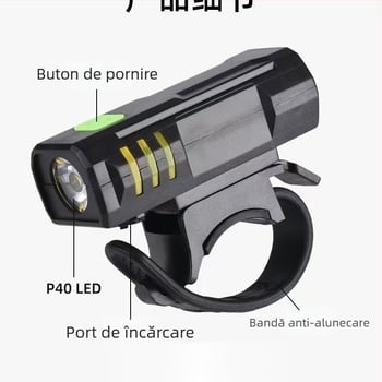 Lumină frontală pentru bicicletă, impermeabilă, iluminare puternică pentru plimbări nocturne, accesorii MTB, lanternă pentru ciclism