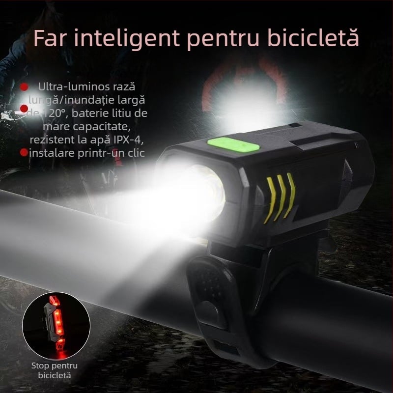Lumină frontală pentru bicicletă, impermeabilă, iluminare puternică pentru plimbări nocturne, accesorii MTB, lanternă pentru ciclism