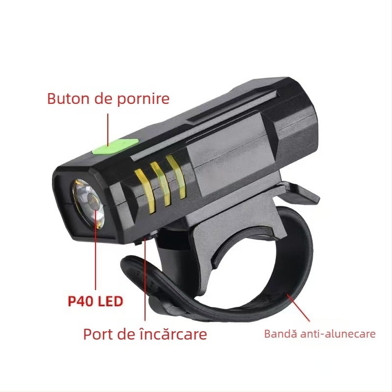 Lumină frontală pentru bicicletă, impermeabilă, iluminare puternică pentru plimbări nocturne, accesorii MTB, lanternă pentru ciclism