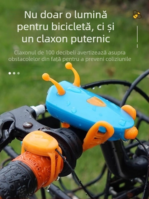 Lumină frontală pentru bicicletă pentru copii, corn reîncărcabil și lanternă cu fascicul puternic pentru plimbări nocturne pe munte