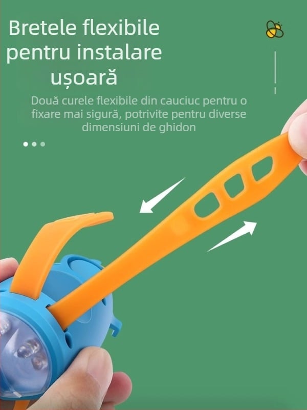 Lumină frontală pentru bicicletă pentru copii, corn reîncărcabil și lanternă cu fascicul puternic pentru plimbări nocturne pe munte