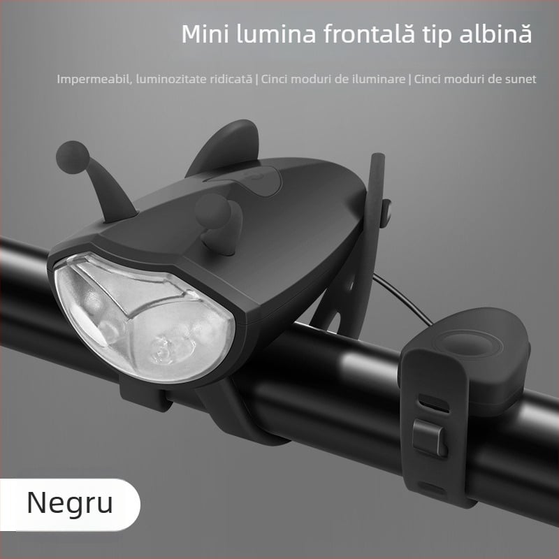 Lumină frontală pentru bicicletă pentru copii, corn reîncărcabil și lanternă cu fascicul puternic pentru plimbări nocturne pe munte
