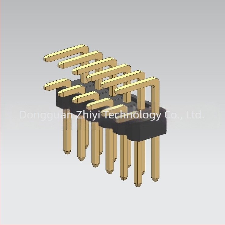 Pin header 90° cu două îndoiri și header femelă, pas 1,27/2,0/2,54 mm