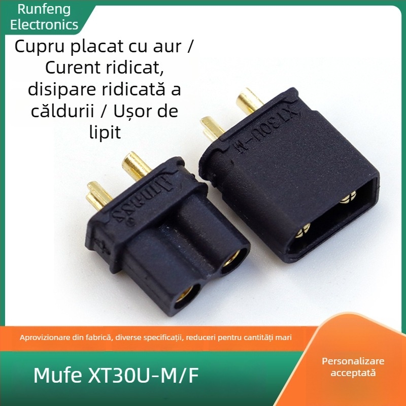 Amass XT30U-M/F conector de baterie Li‑ion, 2 poli, curent înalt, pentru motoare ale avioanelor de model