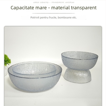 Vas de sticlă texturat pentru deserturi și înghețată, farfurie de fructe în stil nordic