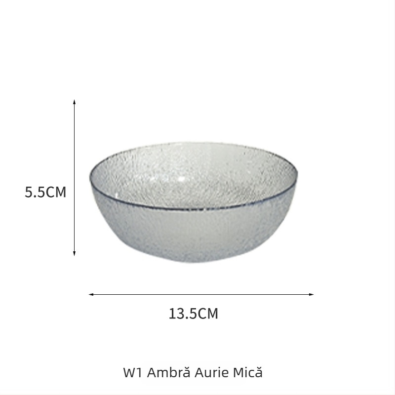 Vas de sticlă texturat pentru deserturi și înghețată, farfurie de fructe în stil nordic