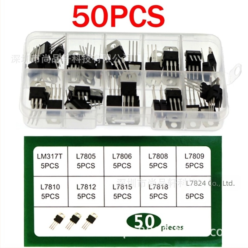 LM317T TO-220 serie regulator de tensiune cu trei terminale, putere înaltă, 50 bucăți, 10 variante