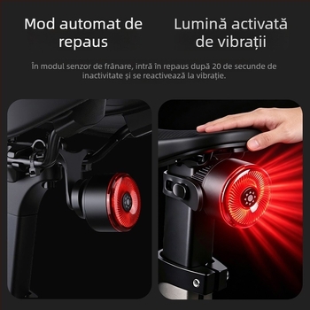 Lampa pentru bicicletă din aliaj de aluminiu, lumină de frână inteligentă cu senzor, iluminare pentru ciclism, suport dublu din aliaj de aluminiu