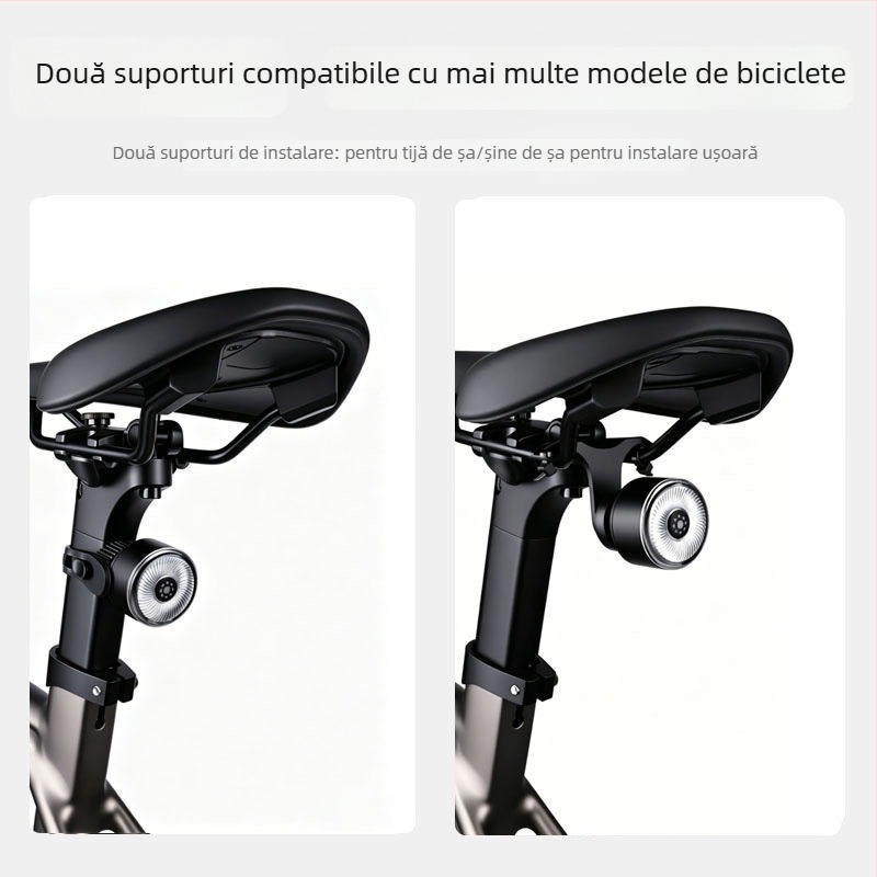 Lampa pentru bicicletă din aliaj de aluminiu, lumină de frână inteligentă cu senzor, iluminare pentru ciclism, suport dublu din aliaj de aluminiu
