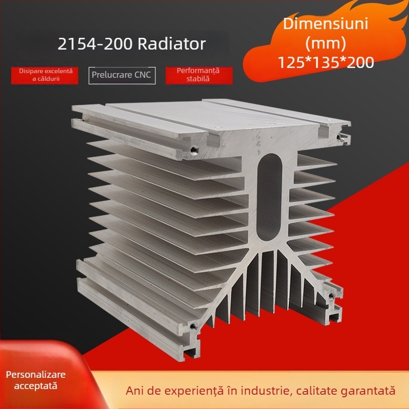 Radiator de răcire pentru componente electronice de înaltă putere, profil din aluminiu, ventilator de 120×120 mm, dimensiuni 125×135×200 mm