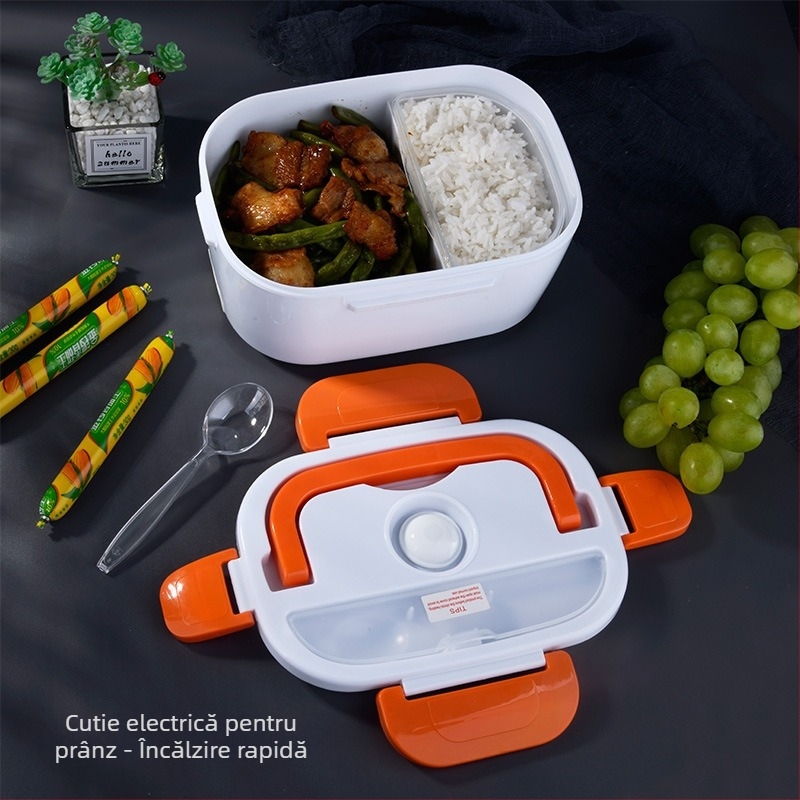 Cutie de prânz electric încălzită, cutie de prânz portabilă cu autoîncălzire și montaj în mașină, ABS plastic, 40 W, 220 V, capacitate 1.1–1.2 L