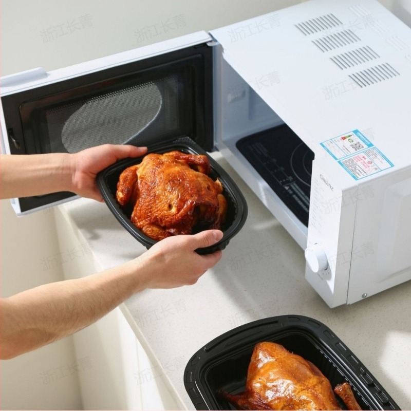 Cutie de unică folosință, alimentară, portabilă pentru take-away, pentru pui la rotisor, rață la rotisor și carne de porumbei; ambalaj multifuncțional