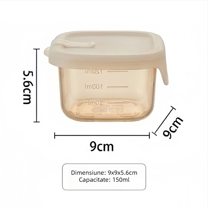 Cutie din silicon de calitate alimentară, etanșă, pentru refrigerare, compatibilă cu cuptorul cu microunde, pătrată, compartiment unic.