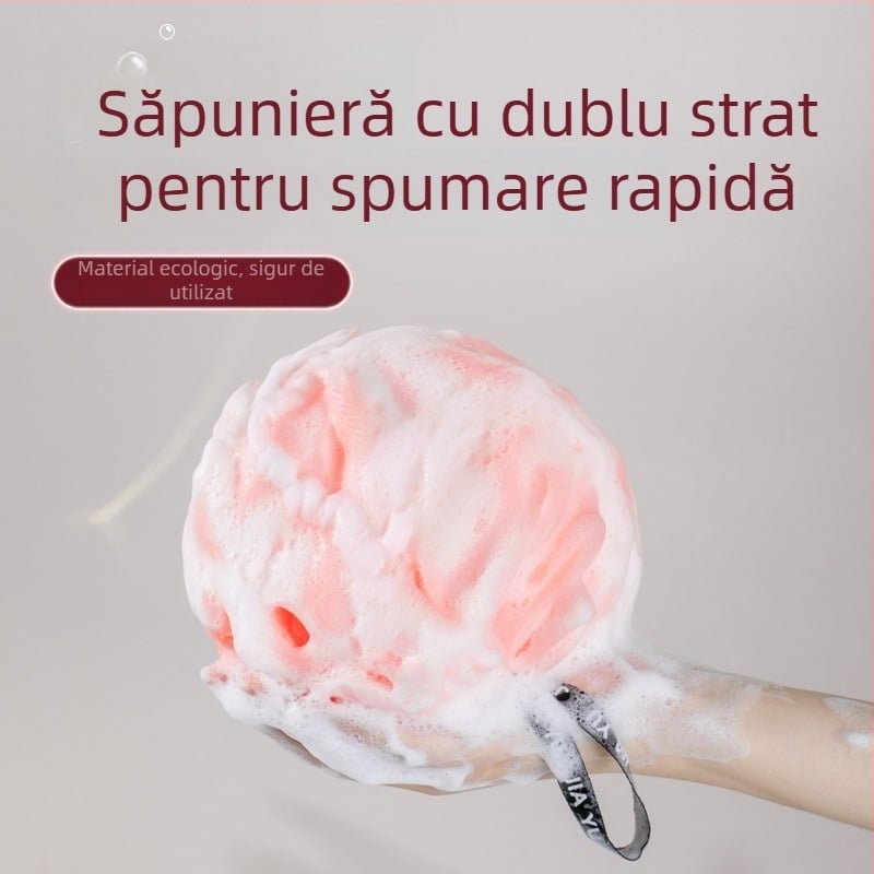 Minge de baie cu curea de agățare – moale, drăguță, pentru masajul spatelui