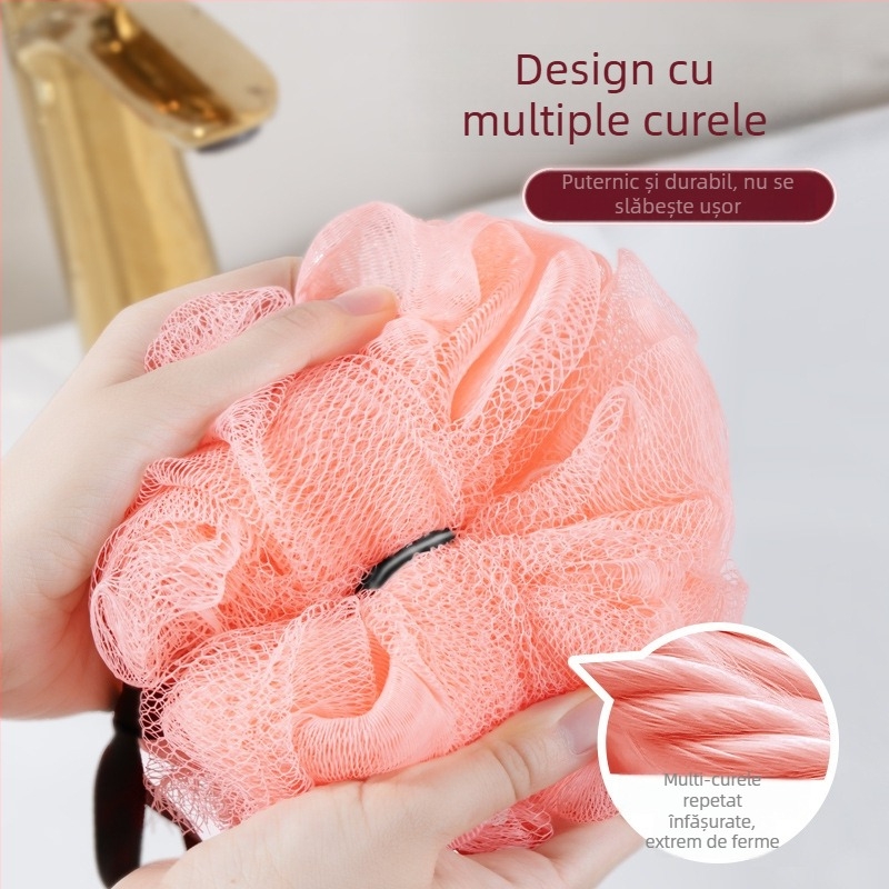 Minge de baie cu curea de agățare – moale, drăguță, pentru masajul spatelui