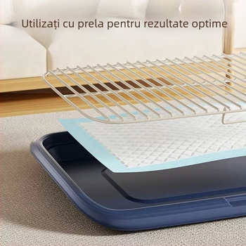 Toaletă pentru câini cu cadru metalic și tavă din plasă, pentru câini de la mici la mari, dispozitiv de defecare la punct fix