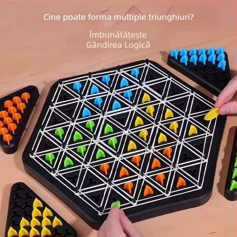 Șah în lanț cu geometrie triunghiulară — joc de masă interactiv pentru familie, multiplayer, educațional