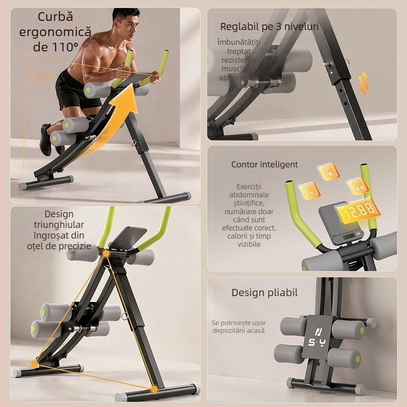 Hao Ye Mașină de curl abdominal – echipament de fitness pentru acasă pentru subțierea taliei și arderea grăsimilor