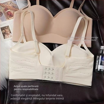 Sutien fără cusături, fără fir, push-up pentru sân mic, cupe respirabile, fixare sigură, senzație nude mai densă, pentru toamnă