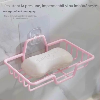 Suport de săpun montat pe perete, fără găuri, cu drenaj, pentru baie