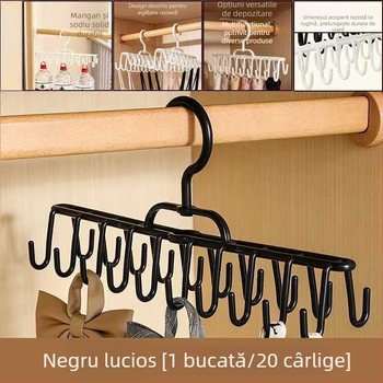 Umeraș cu două rânduri de cârlige, 20 de cârlige — organizator multifuncțional pentru lenjerie, veste și haine