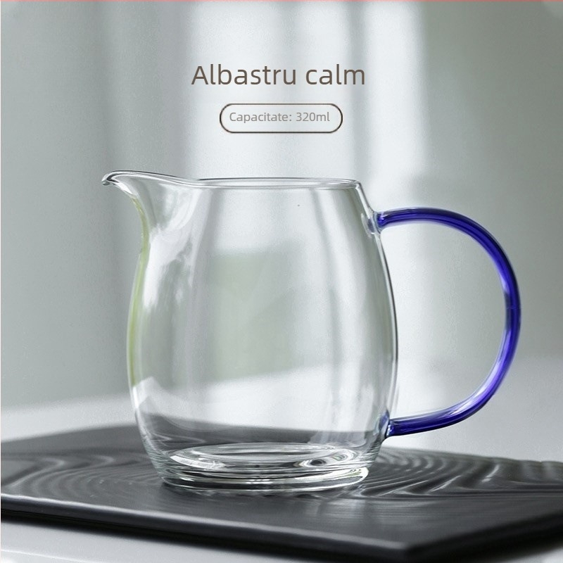 Set de ceai din sticlă borosilicat cu mâner colorat, ceșuță de ceai uniformă și recipient pentru ceai, rezistent la temperaturi înalte și foarte transparent