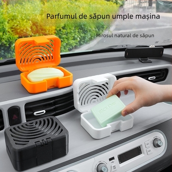 Cutie de săpun pentru mașină cu capac basculant, ornament respirabil și suport pentru săpun
