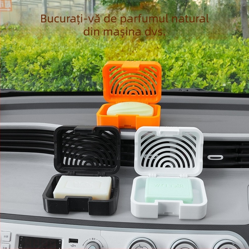 Cutie de săpun pentru mașină cu capac basculant, ornament respirabil și suport pentru săpun