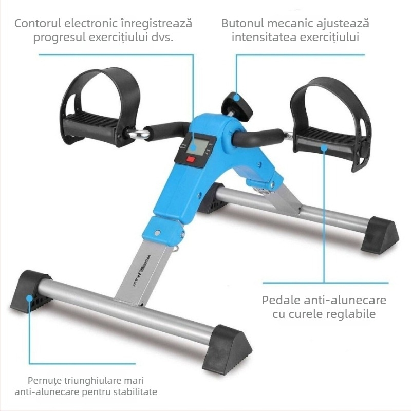 Dispozitiv de fitness mini, pliabil pentru uz casnic – pedalier pentru picioare, tonifiere și arderea grăsimilor