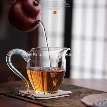 Sticlă groasă rezistentă la căldură, cană de distribuție echitabilă pentru ceai, sticlă cristal cu foiță de aur, transparent, accesorii de ceai de înaltă calitate