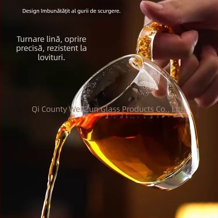 Sticlă groasă rezistentă la căldură, cană de distribuție echitabilă pentru ceai, sticlă cristal cu foiță de aur, transparent, accesorii de ceai de înaltă calitate