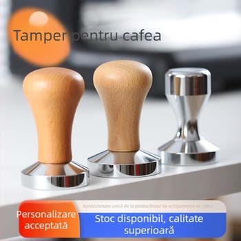 Tampom de cafea cu mâner din lemn și cap metalic, kit de umplere 51mm/58mm