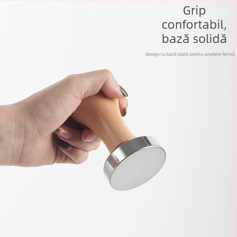 Tampom de cafea cu mâner din lemn și cap metalic, kit de umplere 51mm/58mm