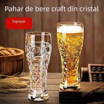 Pahare de bere din sticlă gravată, design în talie, capacitate mare – set pentru acasă (două pahare)