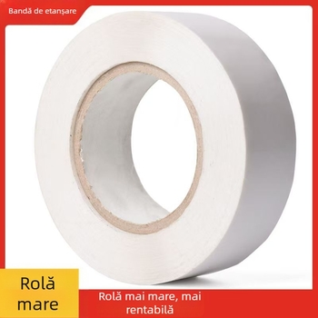 Bandă albă opacă pentru ambalare, 4,9 cm x 100 m, film BOPP, adeziv pe bază de apă, aderență puternică