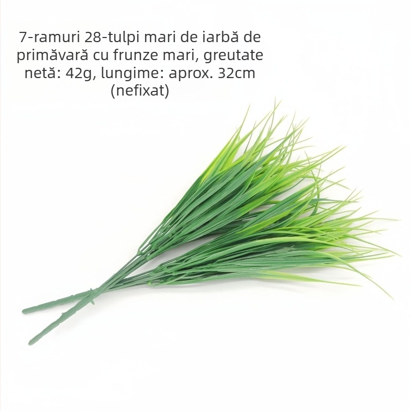 Iarbă artificială de primăvară pentru amenajări, aspect de iarbă de grâu, 32 cm înălțime, plastic, set de 7 fire de iarbă, decor în ghiveci, pentru nunți și decor exterior