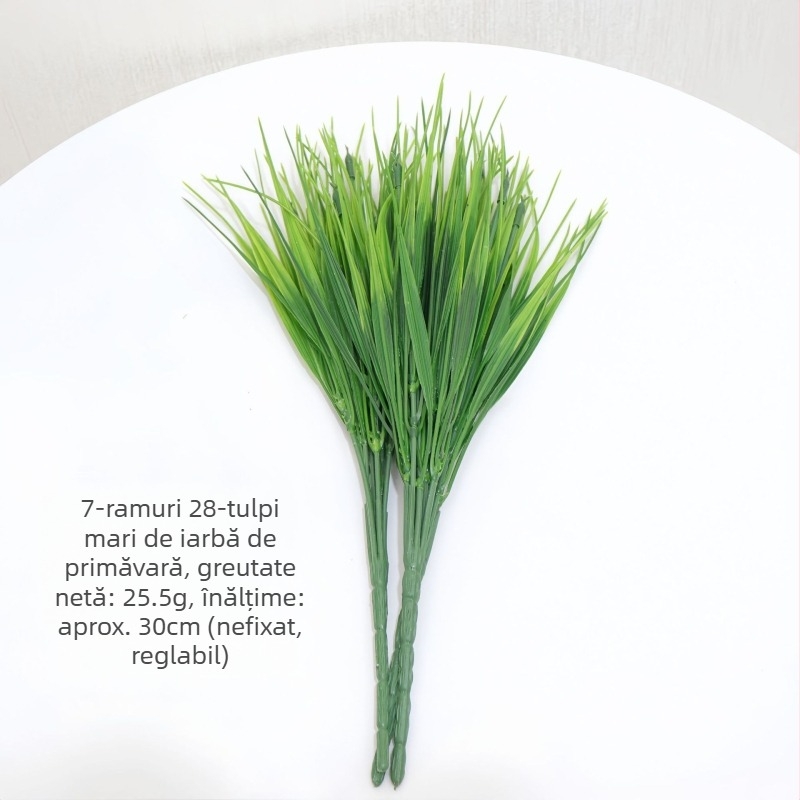 Iarbă artificială de primăvară pentru amenajări, aspect de iarbă de grâu, 32 cm înălțime, plastic, set de 7 fire de iarbă, decor în ghiveci, pentru nunți și decor exterior