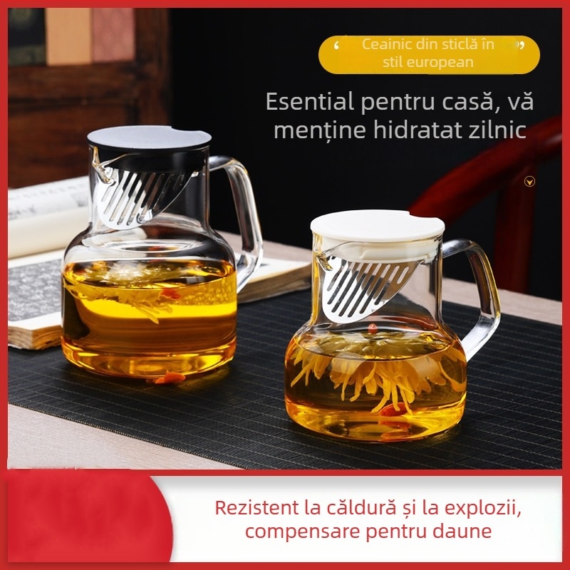 Ceainic din sticlă în stil nordic, rezistent la căldură, pentru ceai de fructe și plante, design simplu pentru casă