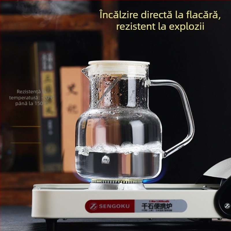 Ceainic din sticlă în stil nordic, rezistent la căldură, pentru ceai de fructe și plante, design simplu pentru casă