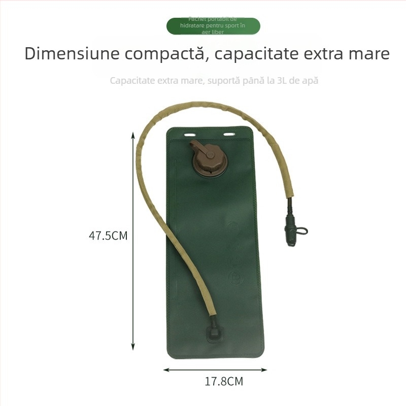 Sac de apă de 3 L pentru ciclism și activități în aer liber, cu liner TPU, husă de hidratare pliabilă