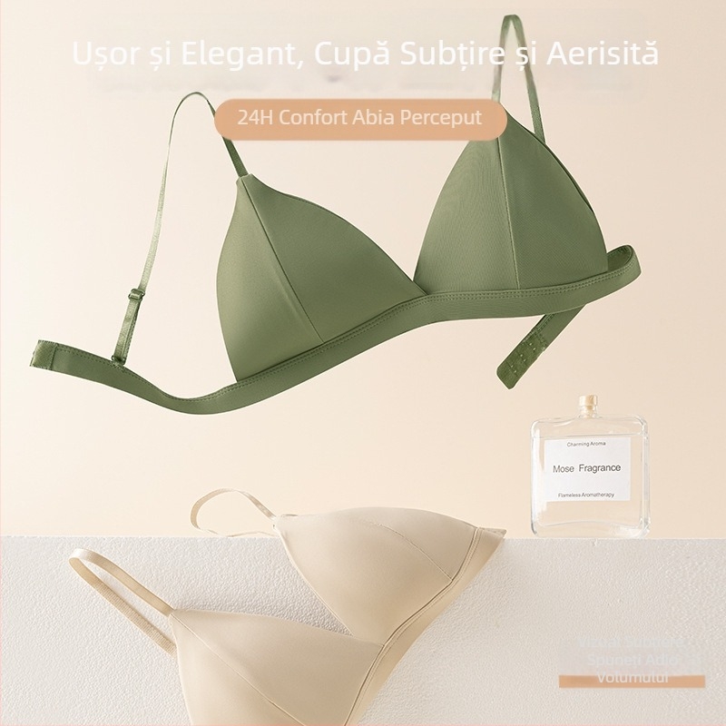 Sutien franțuzesc fără sârmă, cupă triunghiulară, pentru bust mic, sexy și confortabil, spate decupat, bandeau