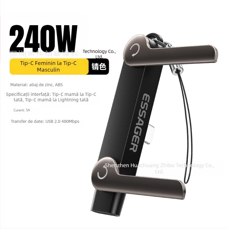 Essager adaptor suport vertical PD240W/29W, încărcare rapidă, compatibil USB-C/Apple