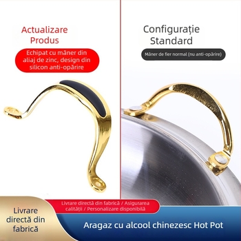 Foc de alcool cu mâner din silicon, corp rotund din oțel inoxidabil, pentru tigaie uscată, oală Prinț și oală de gătit self-service