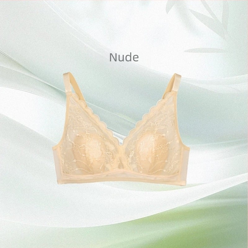 Noul sutien din mărime mare din mătase pentru femei plus-size, adunare a sânilor pe lateral, cupe cu urechi de iepure, stil franțuzesc, minimizează vizual bustul mare