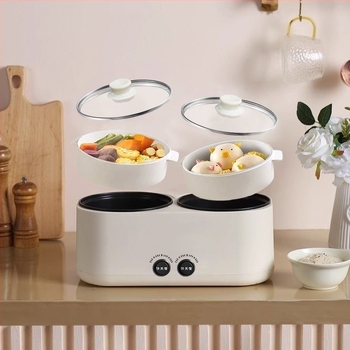 Cuptor electric cu două cuve: orezieră și oală fierbinte, cu funcții de prăjit, fierbere de tăiței și porridge