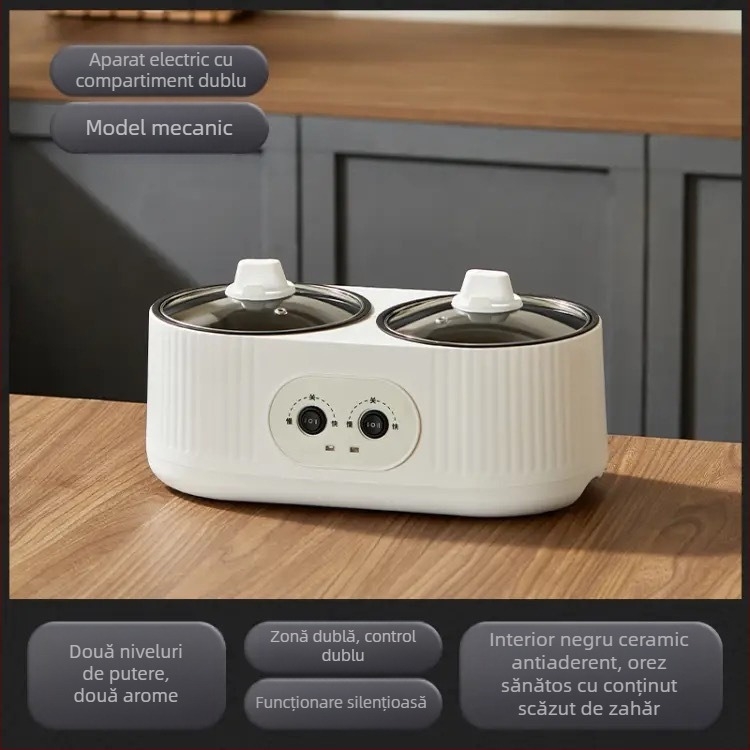 Cuptor electric cu două cuve: orezieră și oală fierbinte, cu funcții de prăjit, fierbere de tăiței și porridge